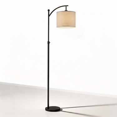 Arched Fabric Drum Floor Lamp | Adjustable Height Reading Light – on a clean white background