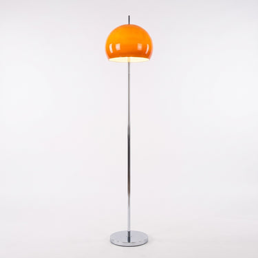 Caramel Acrylic Mushroom Floor Lamp | Mid-Century Dome Light – on a clean white background