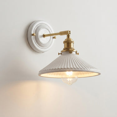 Ceramic and Brass Vintage Wall Sconce | Classic Single-Light Wall Lamp – on a clean white background