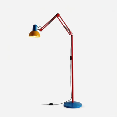 Color-Block Swing Arm Floor Lamp | Adjustable Retro Reading Light – on a clean white background
