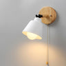 Cone Shade Wood Arm Wall Sconce | Pull-Chain Reading Light – on a clean white background