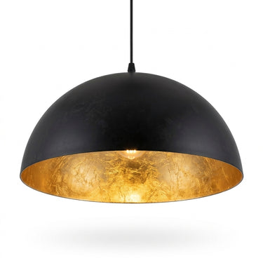 Extra-Large Metal Dome Pendant Light | Gold-Leaf Interior Kitchen Light – on a clean white background