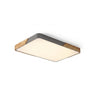 Large Rectangular Wood-Frame Flush Mount Light | Low-Profile LED Ceiling – on a clean white background