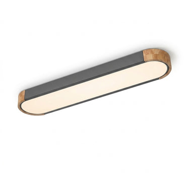 Oval Wood Flush Mount Ceiling Light | Dimmable Slim LED Fixture – on a clean white background