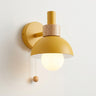 Pastel Globe Wall Sconce | Wood Accent Light with Pull Chain – on a clean white background