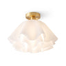 Pleated Brass Semi-Flush Ceiling Light | Dimmable Mid-Century Fixture – on a clean white background