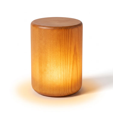 Square Pine Wood Cordless Lamp | Rechargeable Touch Accent Light – on a clean white background