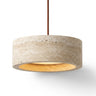 Travertine Cylinder Pendant Light | Wabi-Sabi Stone Hanging Lamp – on a clean white background