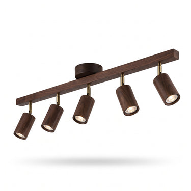 Wood Shade Spotlight Ceiling Light | One to Five Heads, Ceiling or Wall – on a clean white background