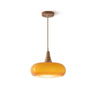 Wood-Trimmed Glass Pendant Light | Low-Profile Kitchen and Dining Light – on a clean white background