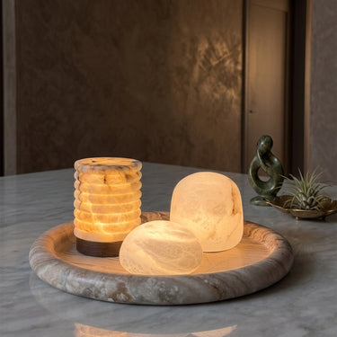 Alabaster Mini Cordless Table Lamp | Rechargeable Stone Accent Light – detail view