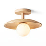 Ash Wood Glass Flush Mount Ceiling Light | Low-Profile Fixture – on a clean white background