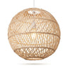 Banded Rattan Globe Pendant Light | Natural Woven Hanging Lamp – on a clean white background