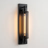 Black Iron Industrial Wall Sconce | Retro Linear Wall Lamp – on a clean white background