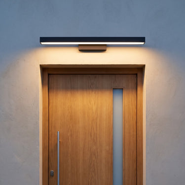 Black Rectangular Outdoor Wall Light | Optional Motion Sensor – switched on in a room