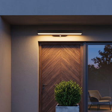 Black Rectangular Outdoor Wall Light | Optional Motion Sensor – detail view