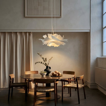 Blooming Petal Acrylic Pendant Light | Sculptural White Dining Light – detail view