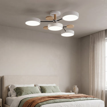 Branching Molecule Semi-Flush Ceiling Light | Scandinavian LED Fixture – switched on in a room
