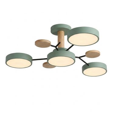 Branching Molecule Semi-Flush Ceiling Light | Scandinavian LED Fixture – 4 Lights · Green