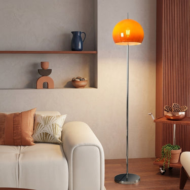 Caramel Acrylic Mushroom Floor Lamp | Mid-Century Dome Light – detail view