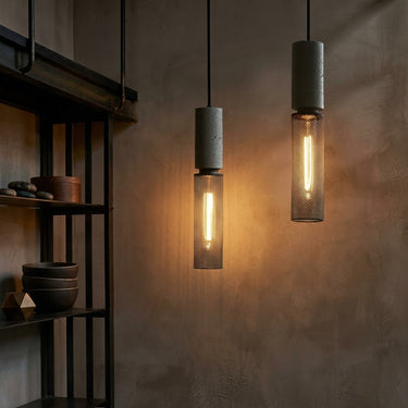 Cast Concrete Cylinder Pendant Light | Industrial Kitchen Island Light – detail view