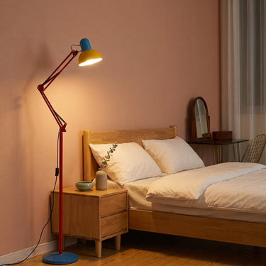 Color-Block Swing Arm Floor Lamp | Adjustable Retro Reading Light – detail view