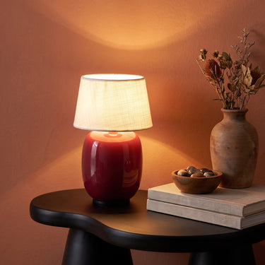 Cordless Fabric Shade Table Lamp | Rechargeable Touch Lamp – detail view