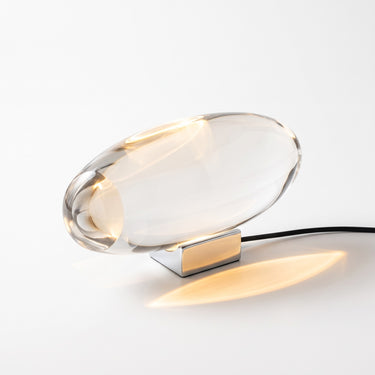 Crystal Glass Pebble Table Lamp | Plug-In Colored Glow Accent Lamp – on a clean white background