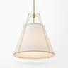 Fabric Drum Cage Pendant Light | Four-Light Brass Frame Chandelier – on a clean white background