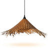 Fringed Bamboo Cone Pendant Light | Woven Chevron Hanging Lamp – on a clean white background