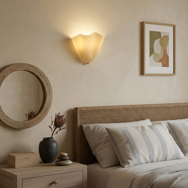 Hand-Blown Glass Petal Wall Sconce | Dimmable Damp-Rated Wall Light – detail view