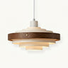 Layered Metal Drum Pendant Light | Wood Band Kitchen Island Light – on a clean white background