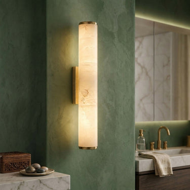 Marble-Look Resin Wall Sconce | Sculptural Warm LED Wall Light – detail view