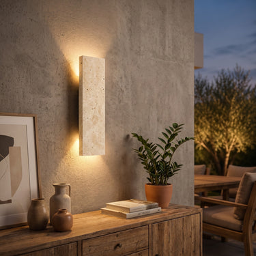 Natural Stone Wall Light | Dimmable LED Indoor-Outdoor Sconce – detail view