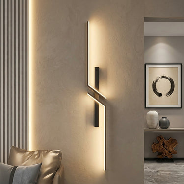Offset Double Bar Wall Light | Dimmable LED with Remote – detail view