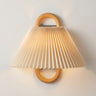 Pleated Fabric Half-Moon Wall Sconce | Wood Plug-In or Hardwired Light – on a clean white background