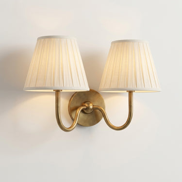 Pleated Linen Shade Wall Sconce | Classic Single or Double Light – Pleated · Tumbled Brass · 2 Lights