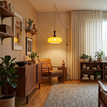 Plug-In Glass Dome Pendant Light | Long-Cord Hanging Lamp – detail view