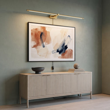 Plug-In Linear Picture Light | No-Wiring LED Wall Bar – switched on in a room