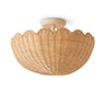 Scalloped Rattan Flush Mount Ceiling Light | Woven Shell Fixture – on a clean white background
