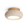 Small Travertine Disc Ceiling Light | Compact Wood and Stone LED – on a clean white background