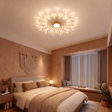 Sunburst Flush Mount Ceiling Light | Modern LED Starburst Fixture – detail view