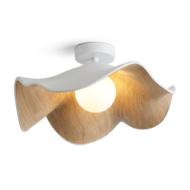 Textured Glass Flush Mount Ceiling Light | Wood-Grain Dimmable Fixture – on a clean white background