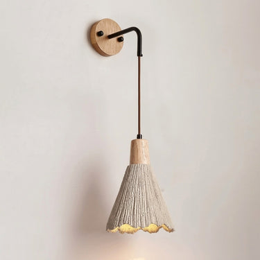 Textured Wood Wall Sconce | Natural Mid-Century Wall Light – Style B · Round