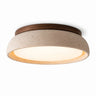 Travertine Stone Flush Mount Ceiling Light | Low-Profile Wood Accent LED – on a clean white background