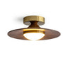 Walnut-Look Disc Flush Mount Ceiling Light | Compact LED Fixture – on a clean white background