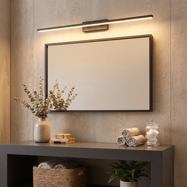 Wave Pattern Linear Vanity Light | Damp-Rated Bathroom Wall Bar – detail view