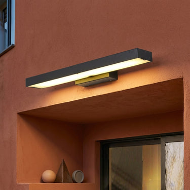 Wide Flat Outdoor Wall Light | Warm LED with Optional Motion Sensor – detail view