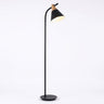 Wood-Accent Metal Cone Floor Lamp | Curved Nordic Standing Light – on a clean white background