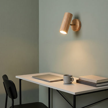 Wood Adjustable Spotlight Bar | Ceiling or Wall LED Spot Lights – switched on in a room